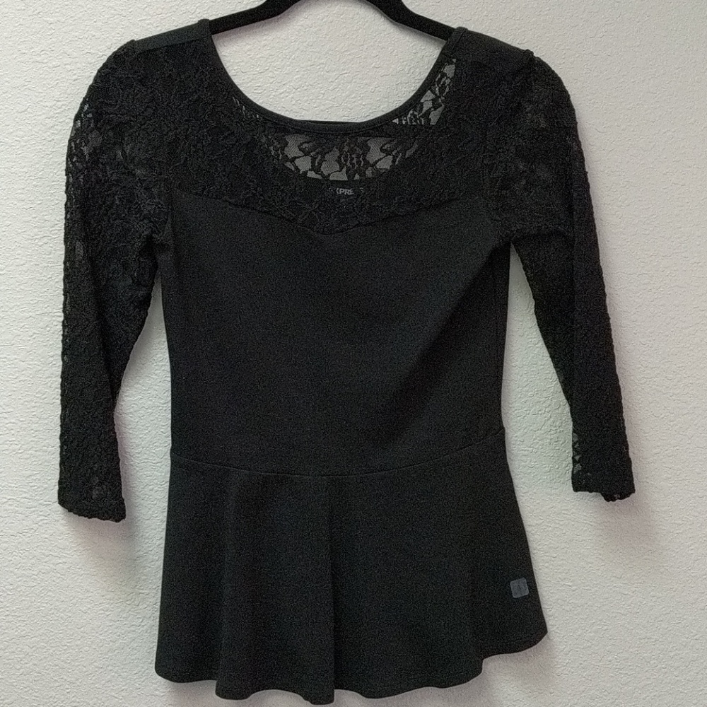 Express Peplum Lace/Stretch Cotton Top